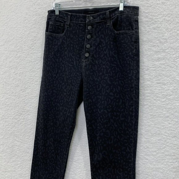 J Brand Womens 32 Lillie Gray Animal Print High Rise Button Fly Ankle Jeans $268 - Picture 1 of 8
